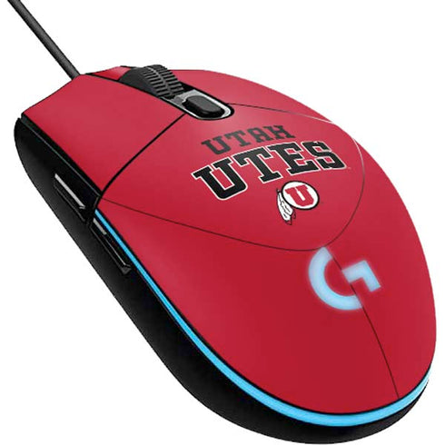 University of Utah Utes Text on Red G203 Prodigy RGB Wired Gaming Mouse Skin